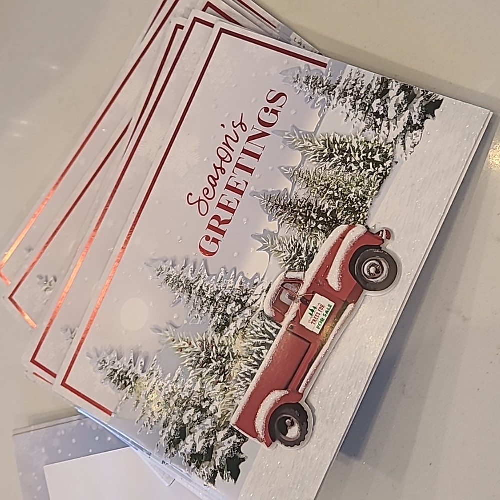 New!! Set of 12 Tree Farm Truck Christmas Cards
